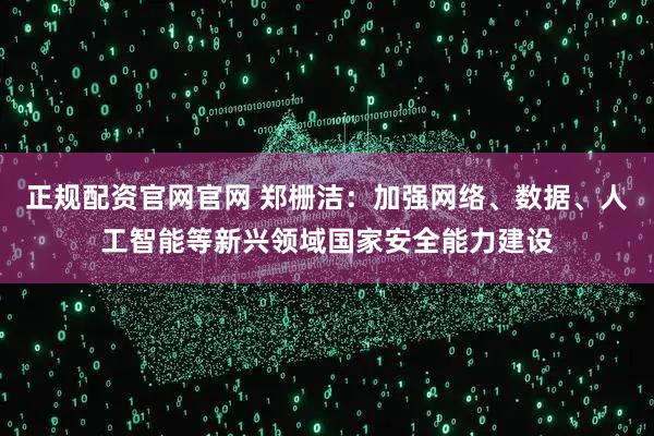 正规配资官网官网 郑栅洁：加强网络、数据、人工智能等新兴领域国家安全能力建设